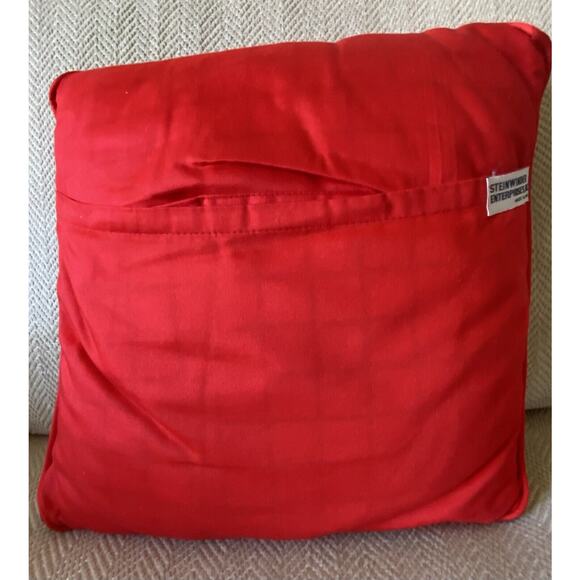 Vintage Steinwinder Needlepoint Christmas Santa Claus Pillow Bear Holly 13 x 13" - Picture 8 of 12